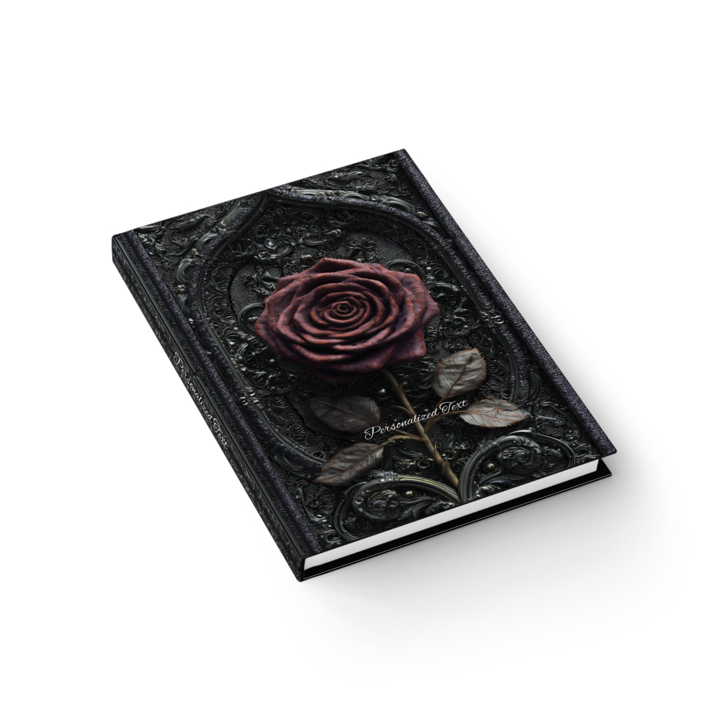 Gothic Red Rose Journal – Dark Romantic Floral Notebook with Optional Personalized Text