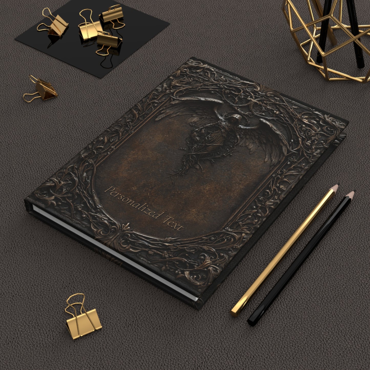 Gothic Angel Hardcover Journal - Intricate Dark Art Notebook for Writing and Sketching