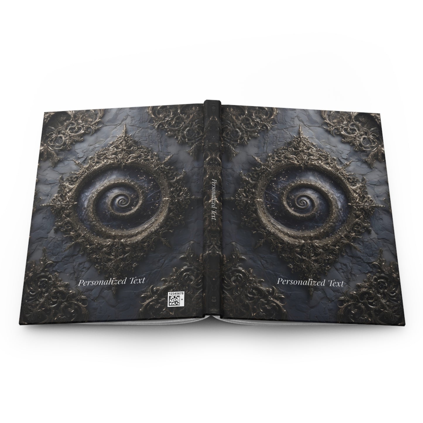 Cosmic Spiral Gothic Journal – Personalized Hardcover Notebook with Optional Custom Text
