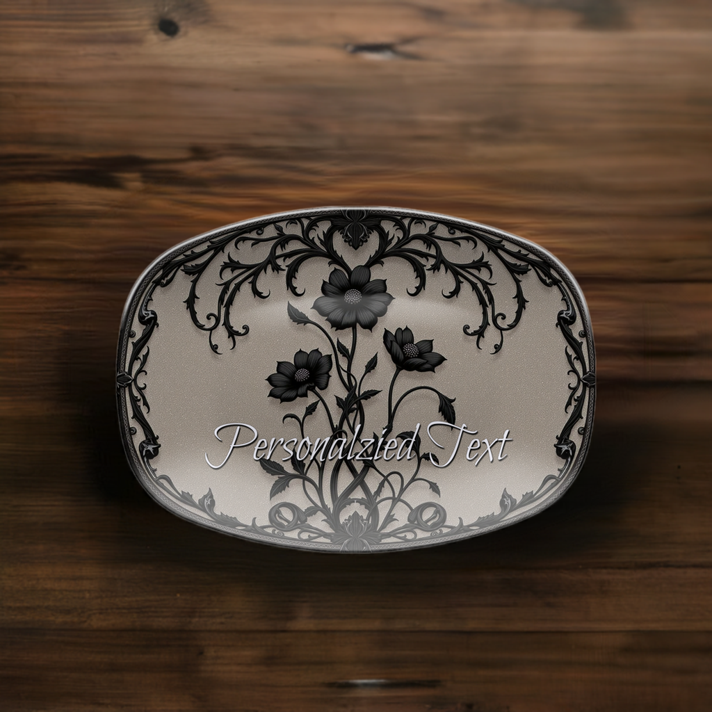 Elegant Gothic Floral Oval Platter - Personalized Serving Tray