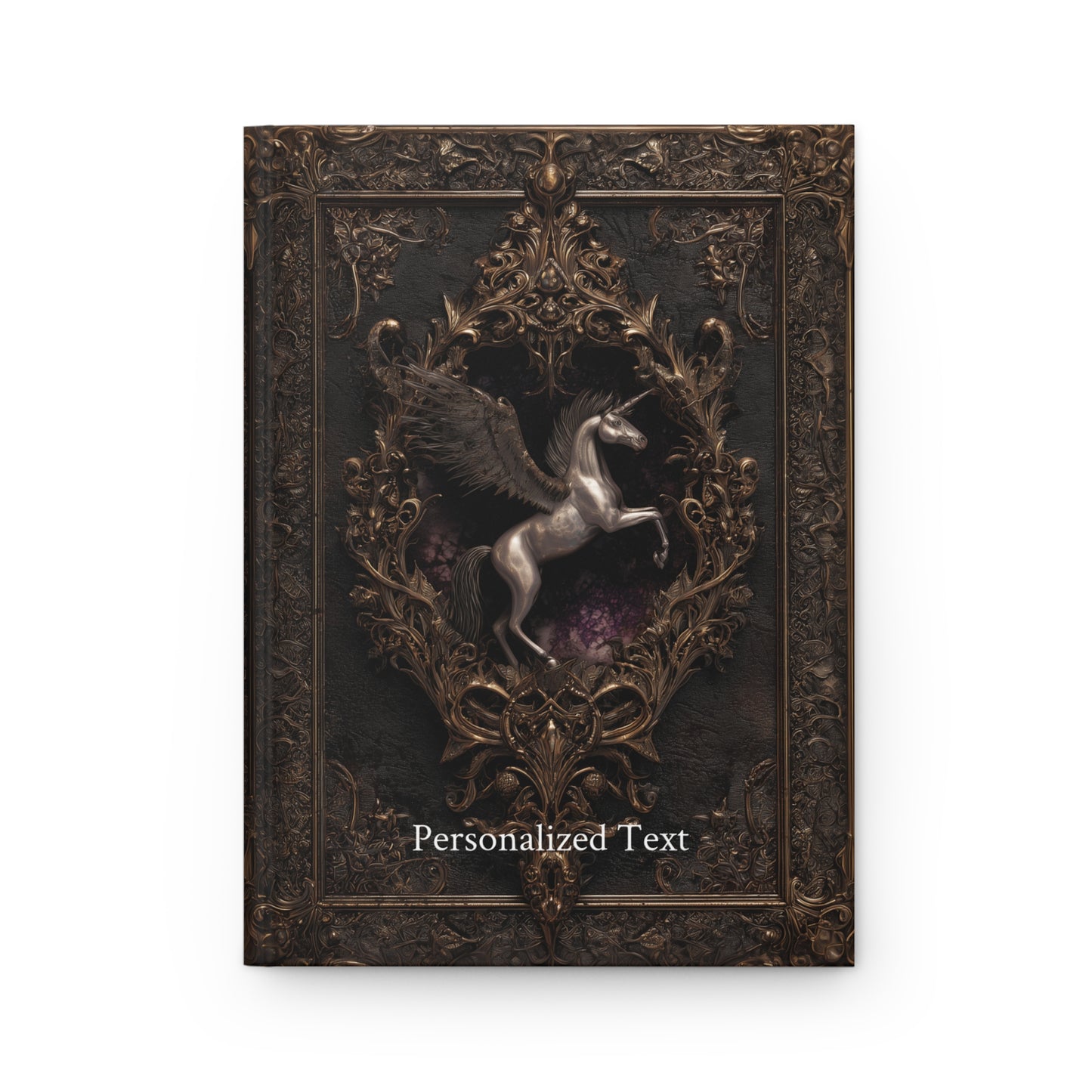 Gothic Pegasus Notebook - Fantasy Hardcover Journal with Optional Personalized Text