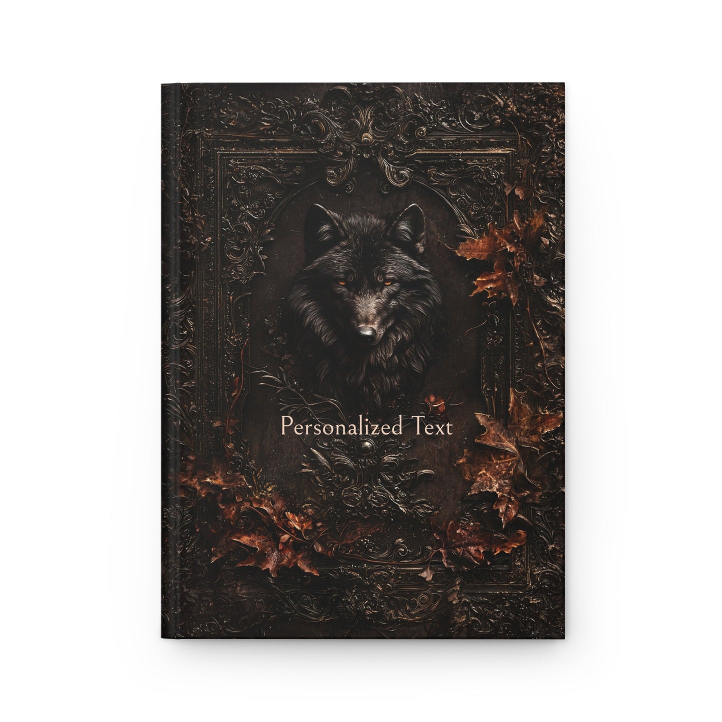 Mystical Black Wolf Journal - Vintage Leather Look Notebook with Dark Accents