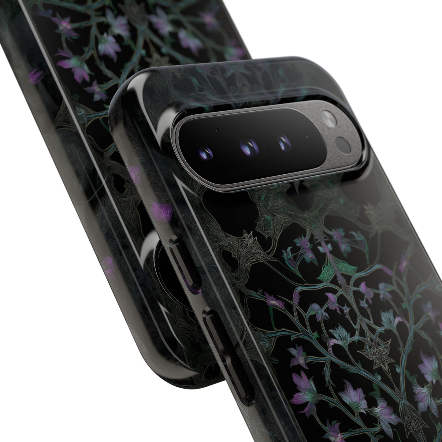 Dark Botanical Floral Phone Case - Elegant Vine Design with Custom Text Option (Matte Finish)