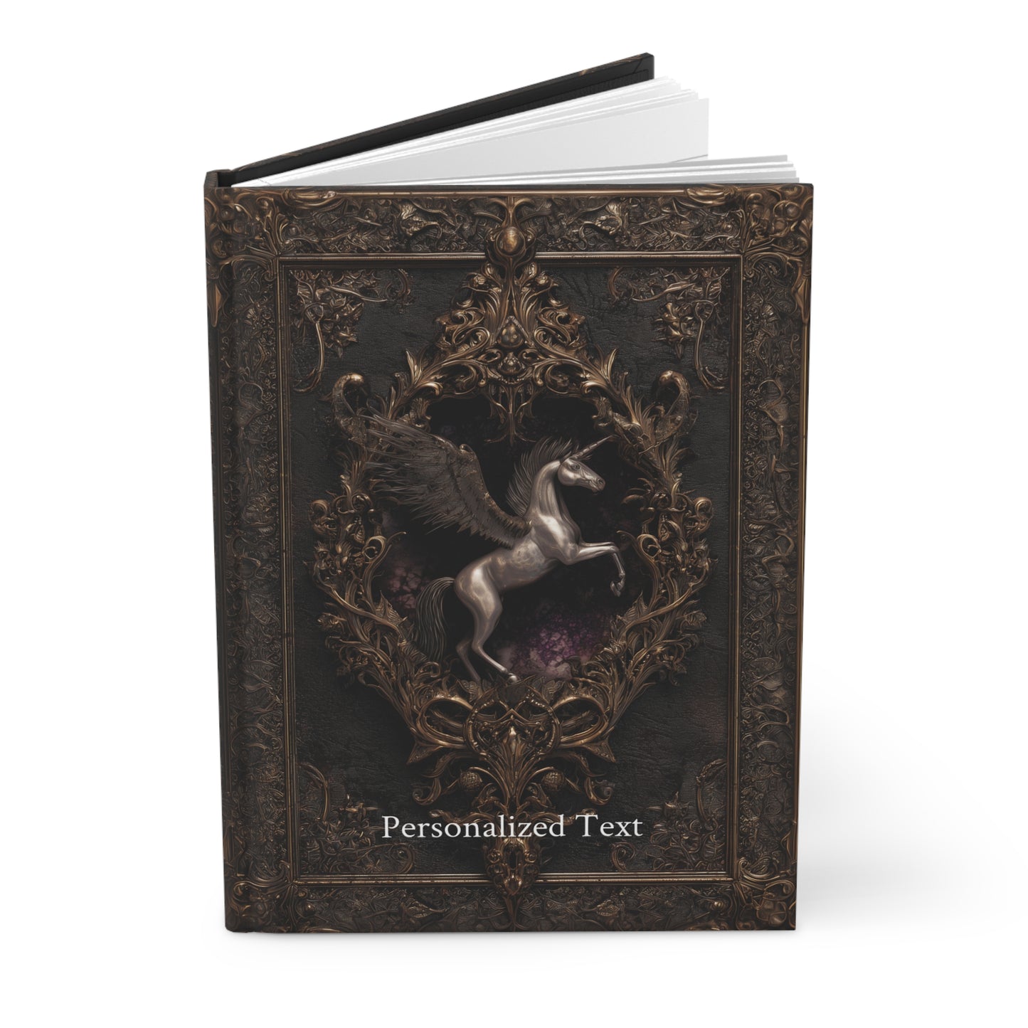 Gothic Pegasus Notebook - Fantasy Hardcover Journal with Optional Personalized Text