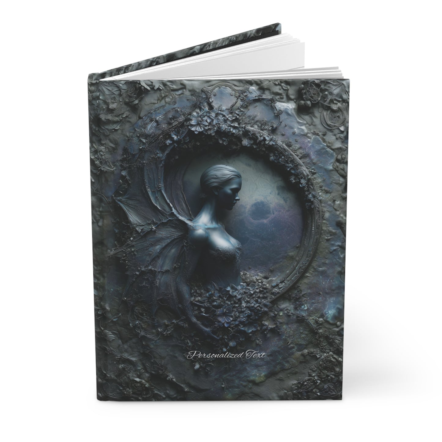 Dark Fairy Moon Journal – Gothic Celestial Fantasy Notebook with Optional Personalized Text