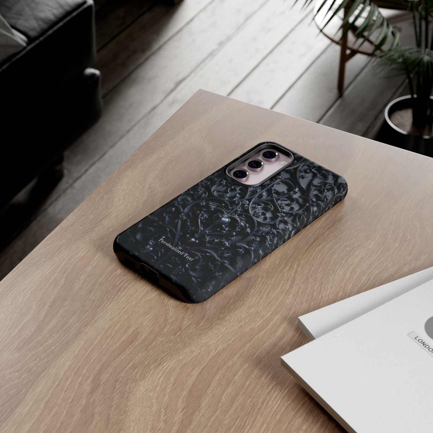 Gothic Heart Vines Phone Case - Dark Ornate Pattern with Personalized Text (Matte Finish)