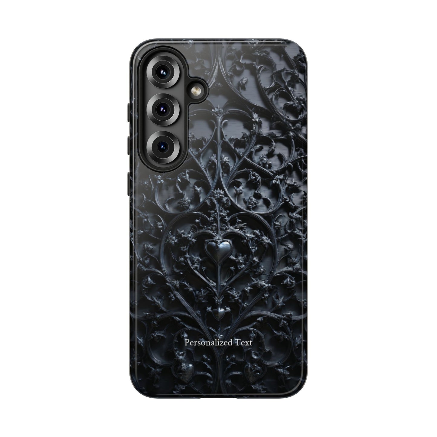 Gothic Heart Vines Phone Case - Dark Ornate Pattern with Personalized Text (Matte Finish)