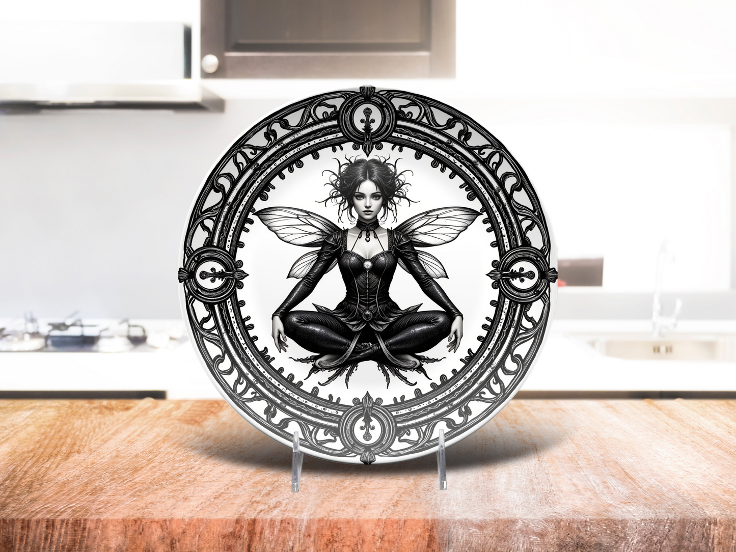Dark Fairy Decorative Plate - Gothic Fantasy Faerie Art Design