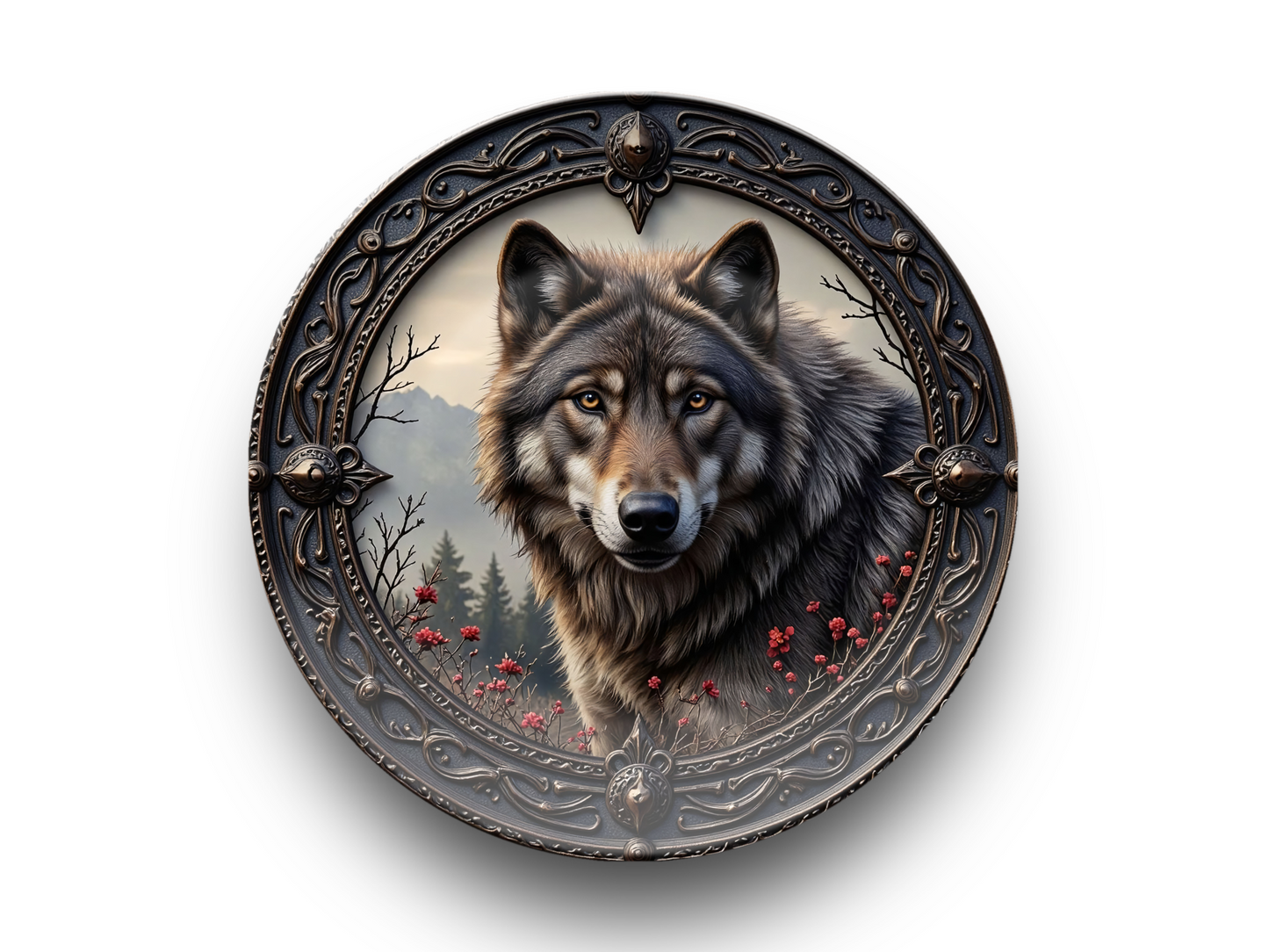 Majestic Wolf Decorative Plate - Gothic Nature-Inspired Forest Design