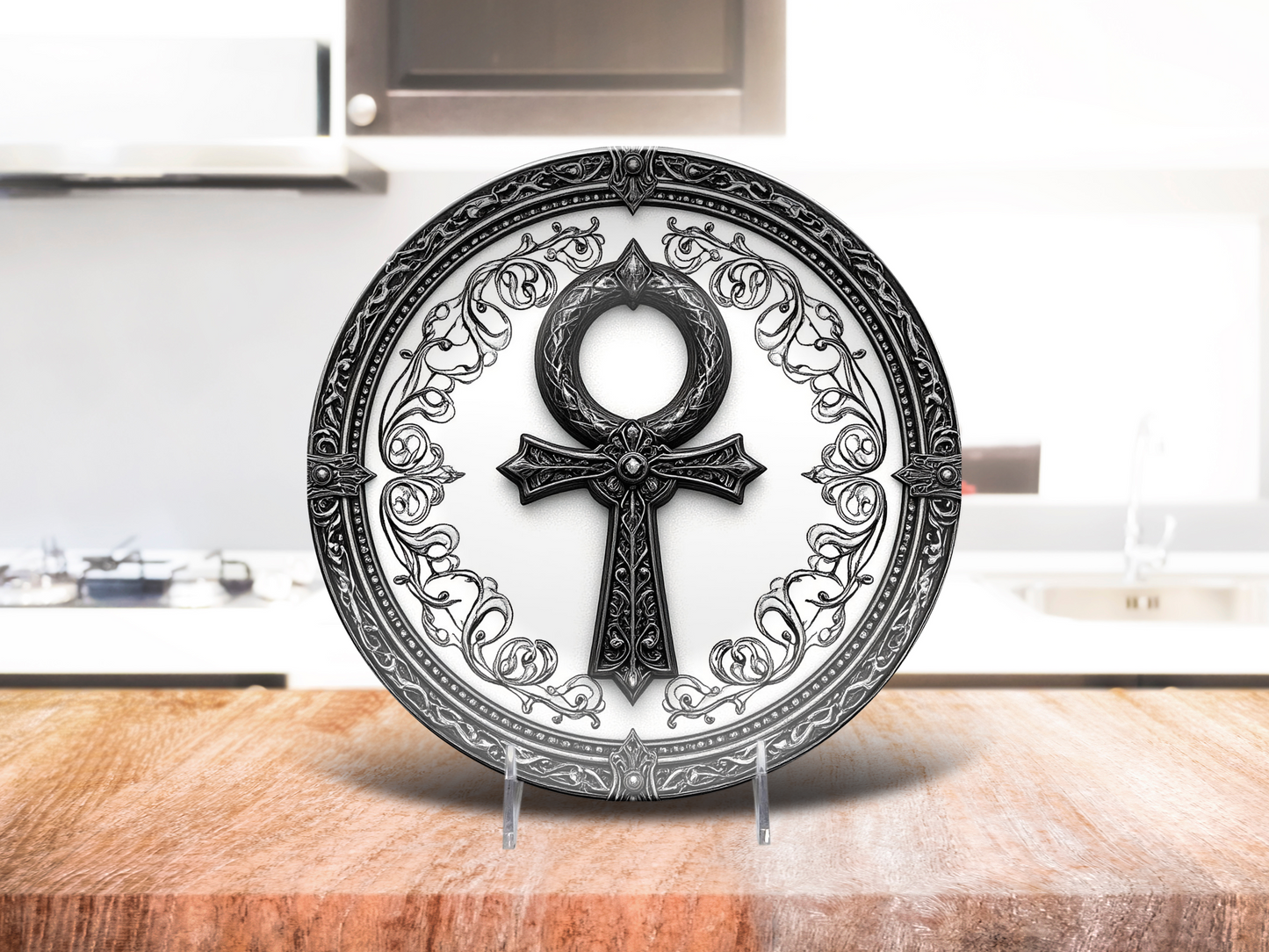 Gothic Ankh Decorative Plate - Dark Victorian Life Symbol Design