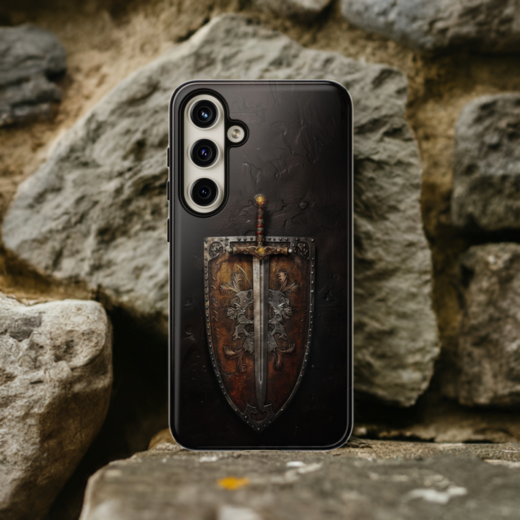 Medieval Sword and Shield Phone Case - For iPhone, Samsung Galaxy, and Google Pixel Devices