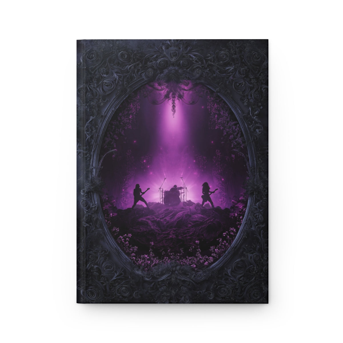 Personalized Gothic Rock Concert Notebook - Dark Stage Journal with Band Silhouette