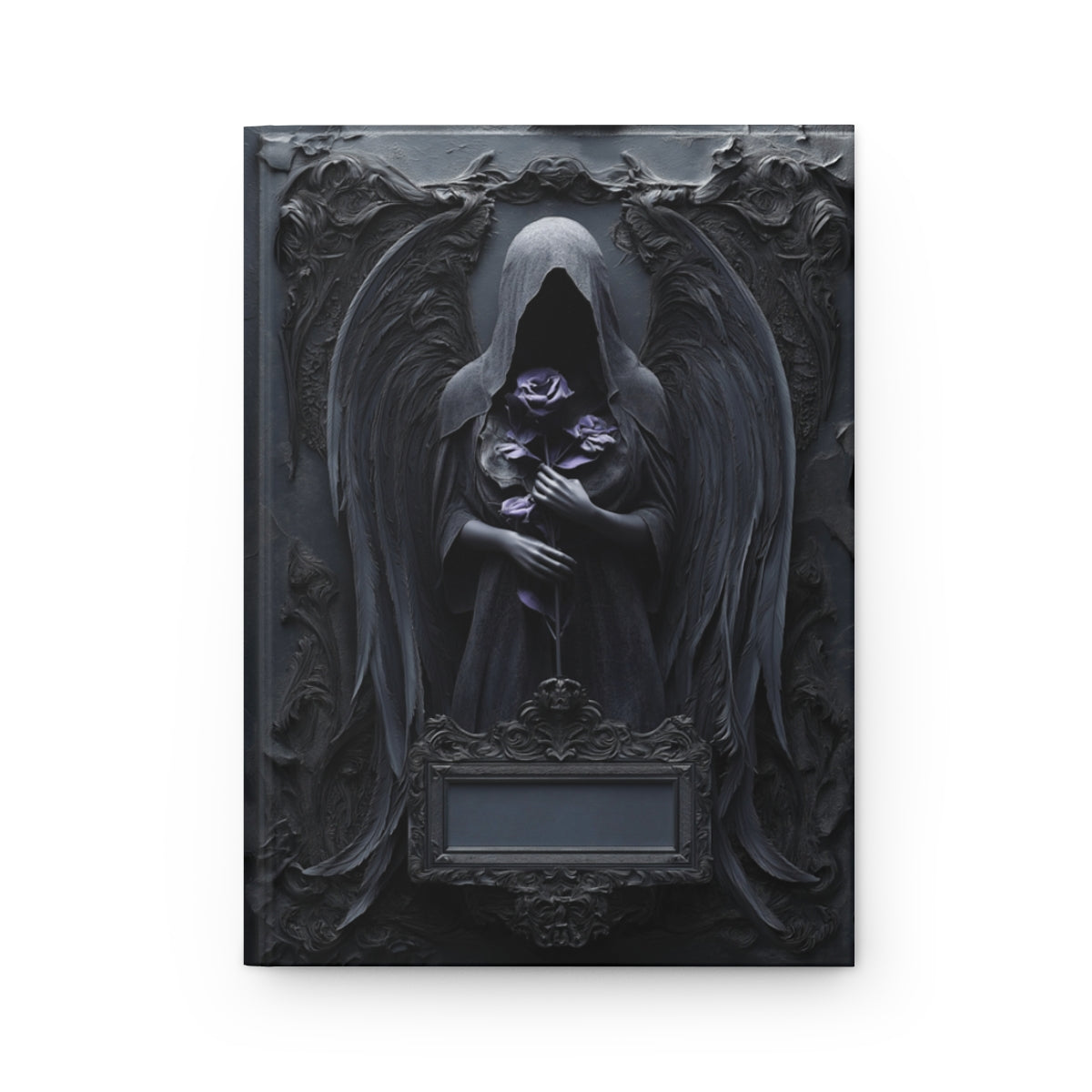 Gothic Dark Angel Journal – Grim Reaper Aesthetic Notebook with Black Wings & Optional Personalized Text