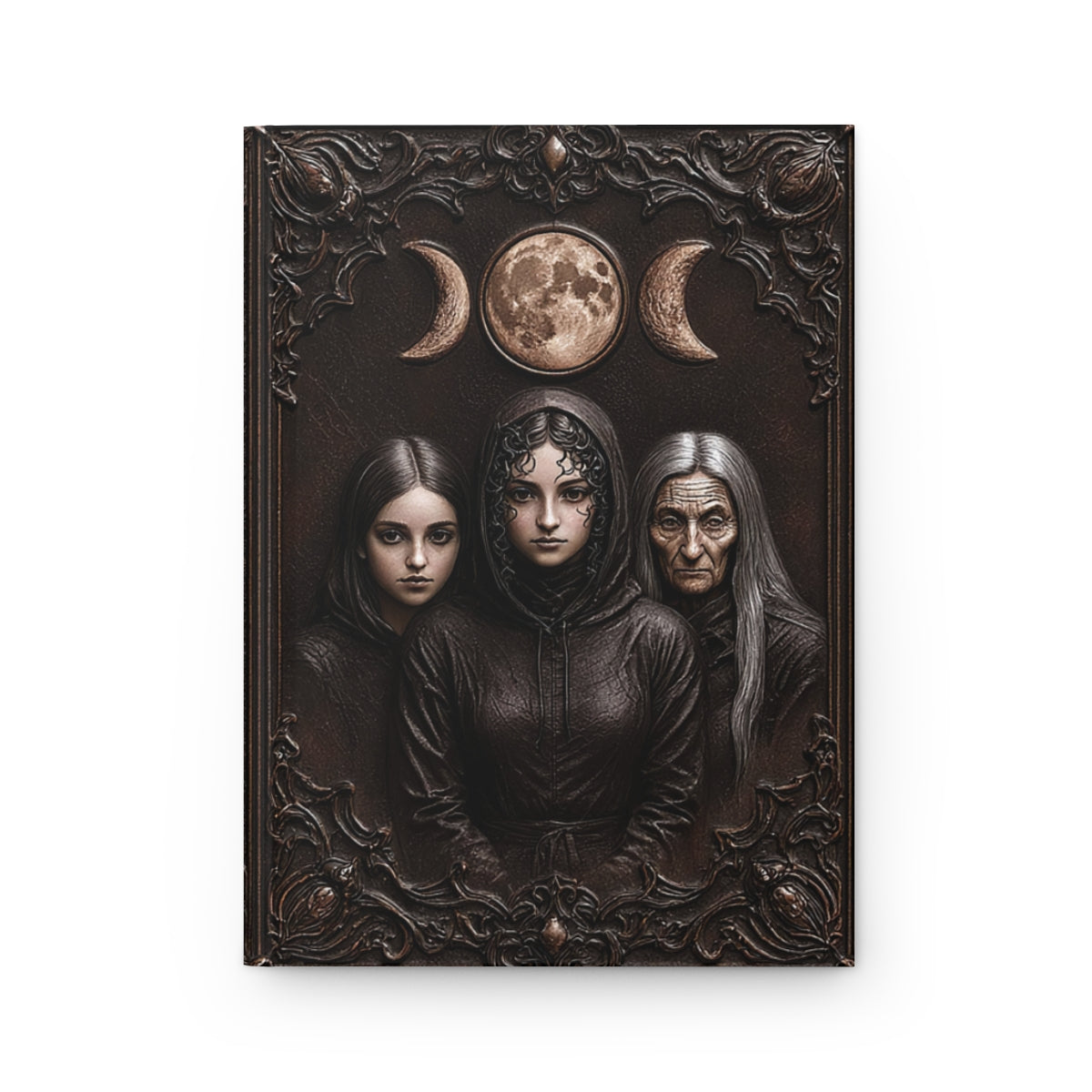 Triple Moon Goddess Gothic Journal - Wiccan Notebook with Optional Personalized Text