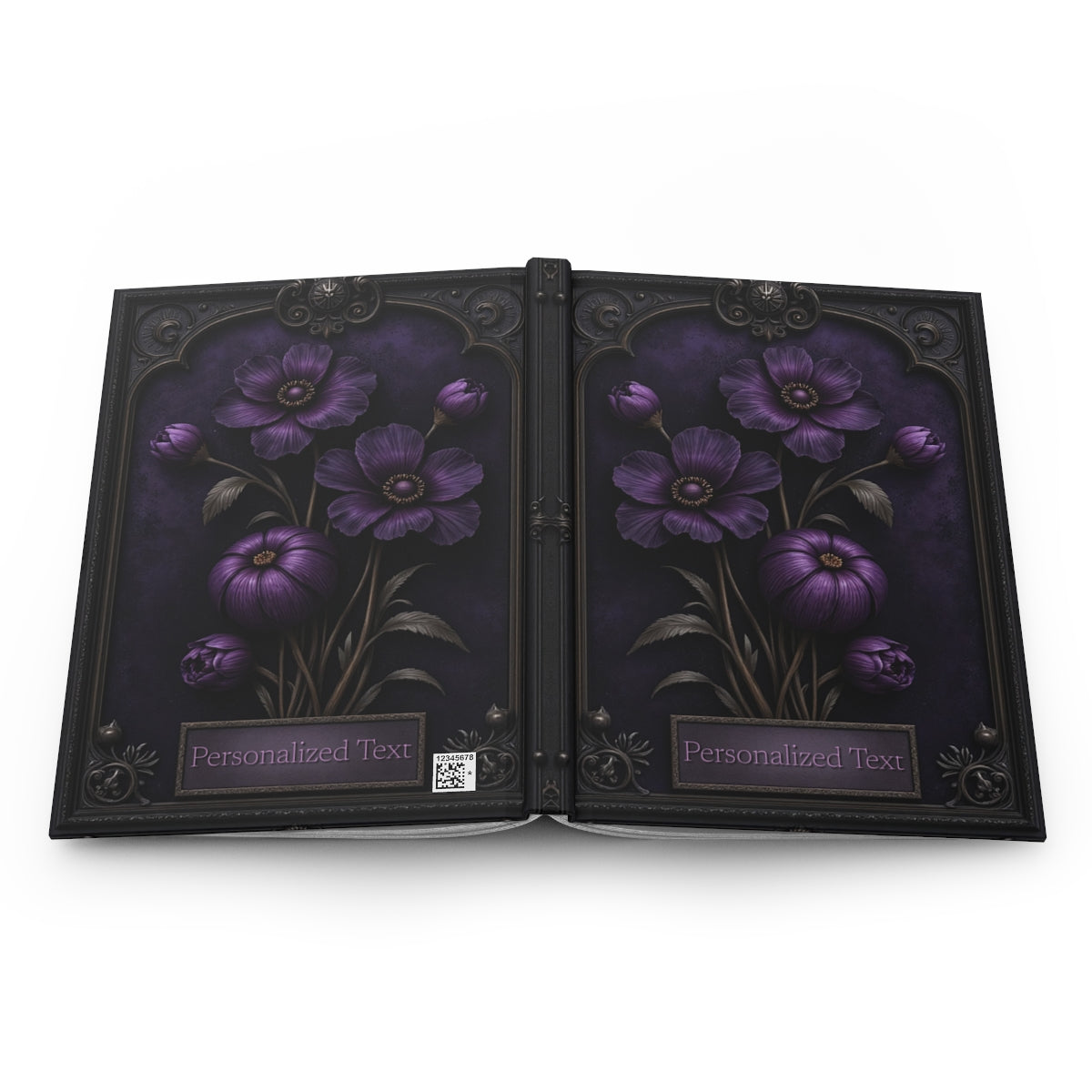 Midnight Bloom Personalized Floral Notebook - Gothic Purple Flower Journal
