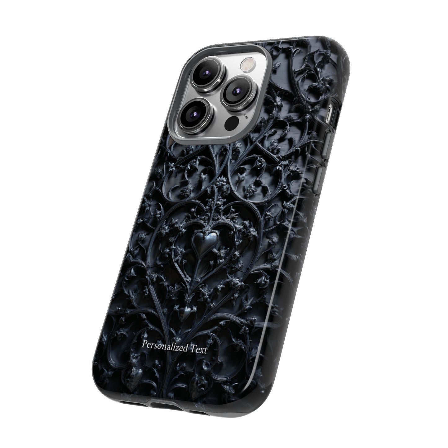 Gothic Heart Vines Phone Case - Dark Ornate Pattern with Personalized Text (Matte Finish)