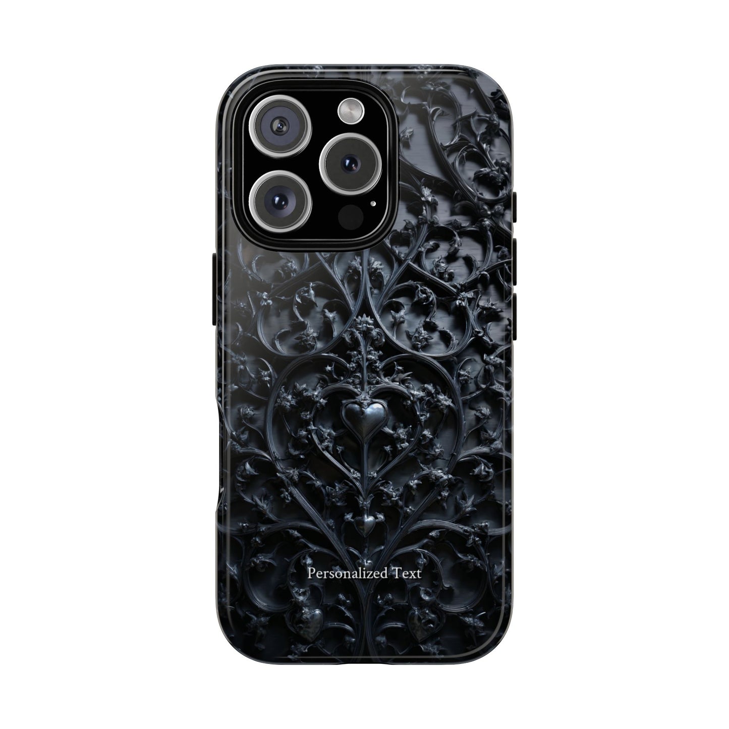 Gothic Heart Vines Phone Case - Dark Ornate Pattern with Personalized Text (Matte Finish)