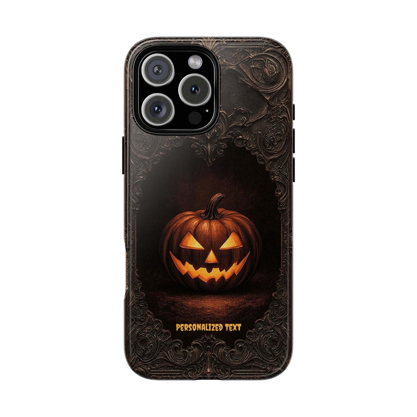 Gothic Halloween Jack-o'-Lantern Phone Case with Optional Personalized Text (Matte Finish)