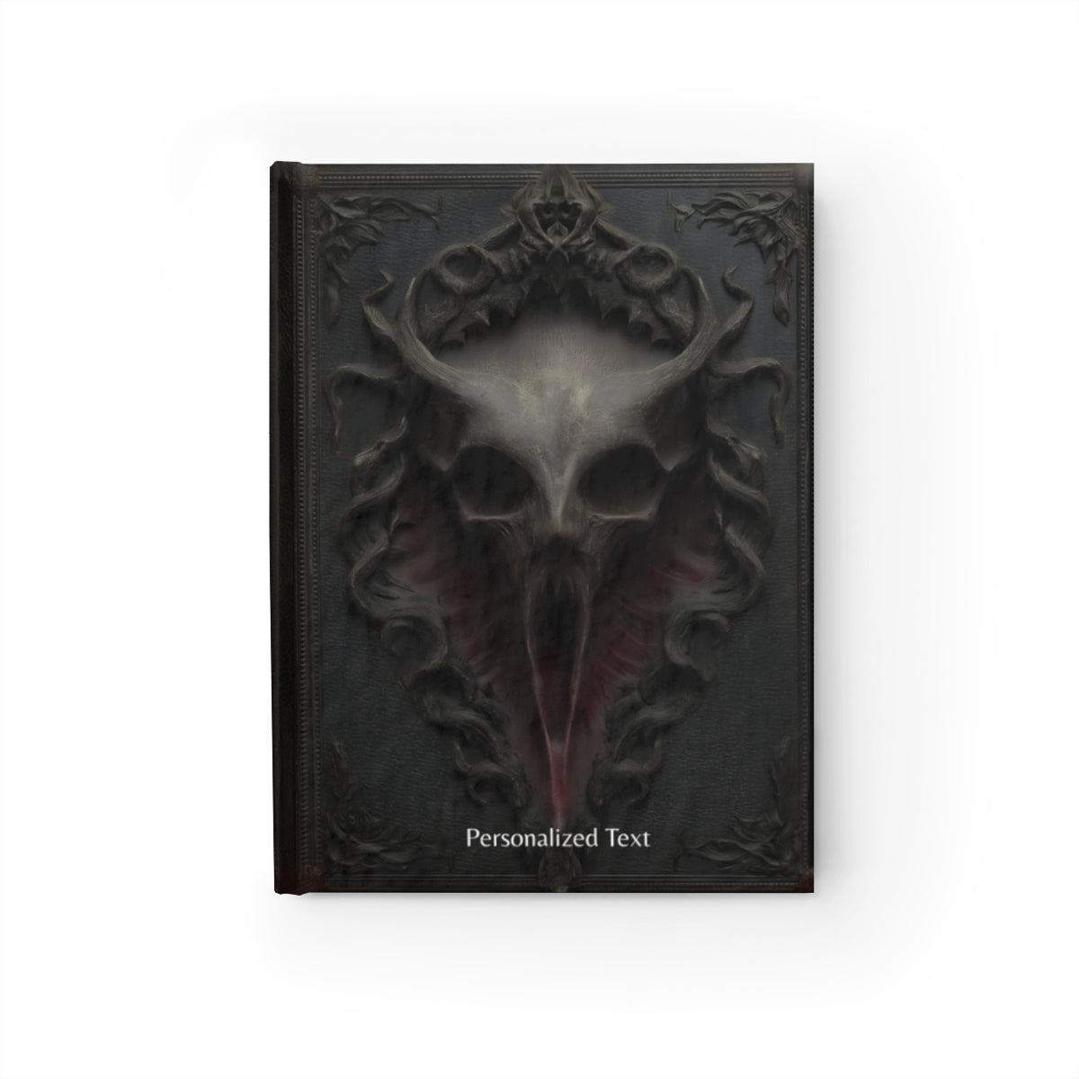 Gothic Horror Skull Journal – Dark Fantasy Demon Skull Notebook with Optional Personalized Text