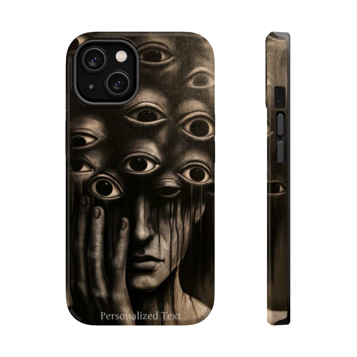 Personalized Surreal Eyes Phone Case, Dark Surrealism Horror Art, Creepy Multiple Eyes Gothic Face, Psychological Horror iPhone Samsung Pixel Case
