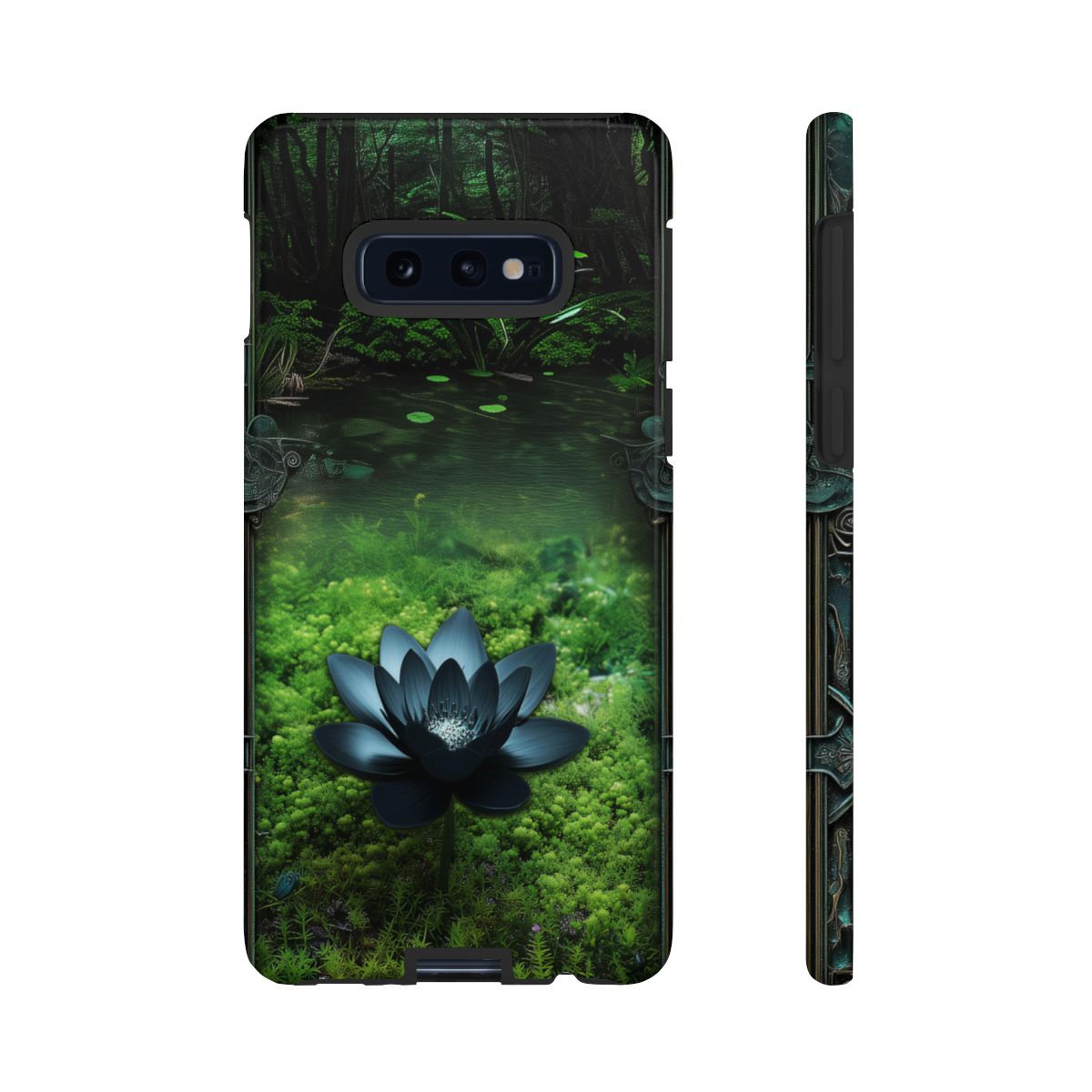 Mystical Black Lotus Phone Case - Personalized Nature Design (Glossy Finish)