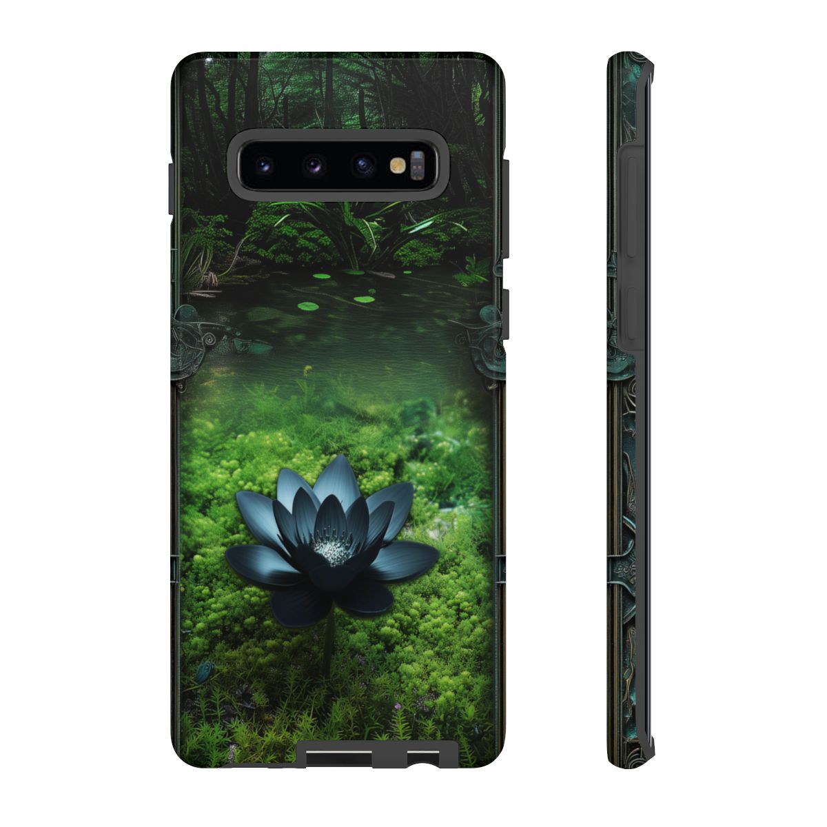 Mystical Black Lotus Phone Case - Personalized Nature Design (Glossy Finish)