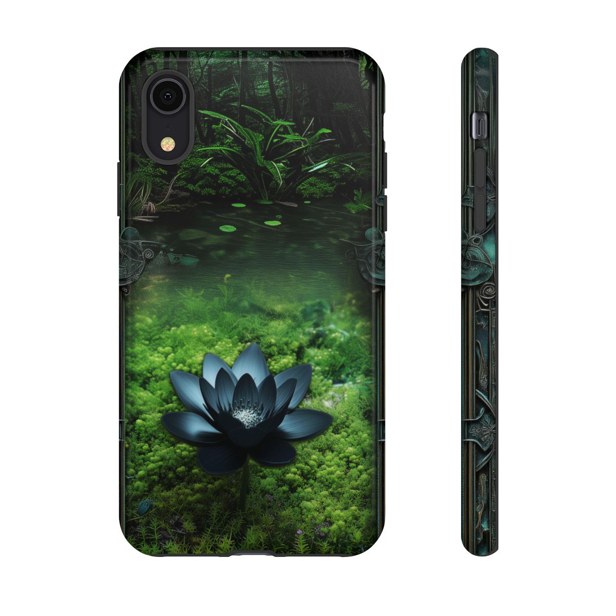 Mystical Black Lotus Phone Case - Personalized Nature Design (Glossy Finish)