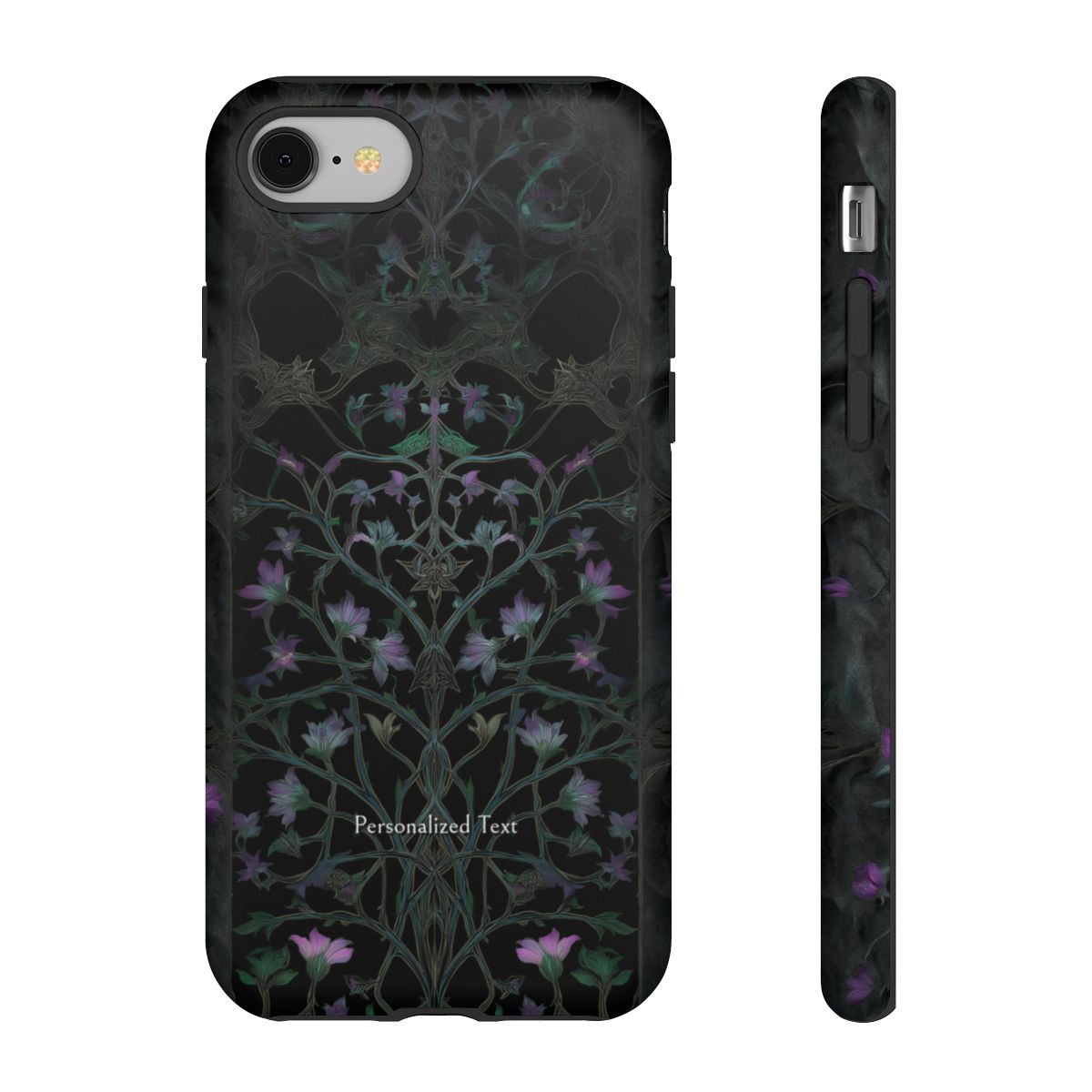 Dark Botanical Floral Phone Case - Elegant Vine Design with Custom Text Option (Matte Finish)