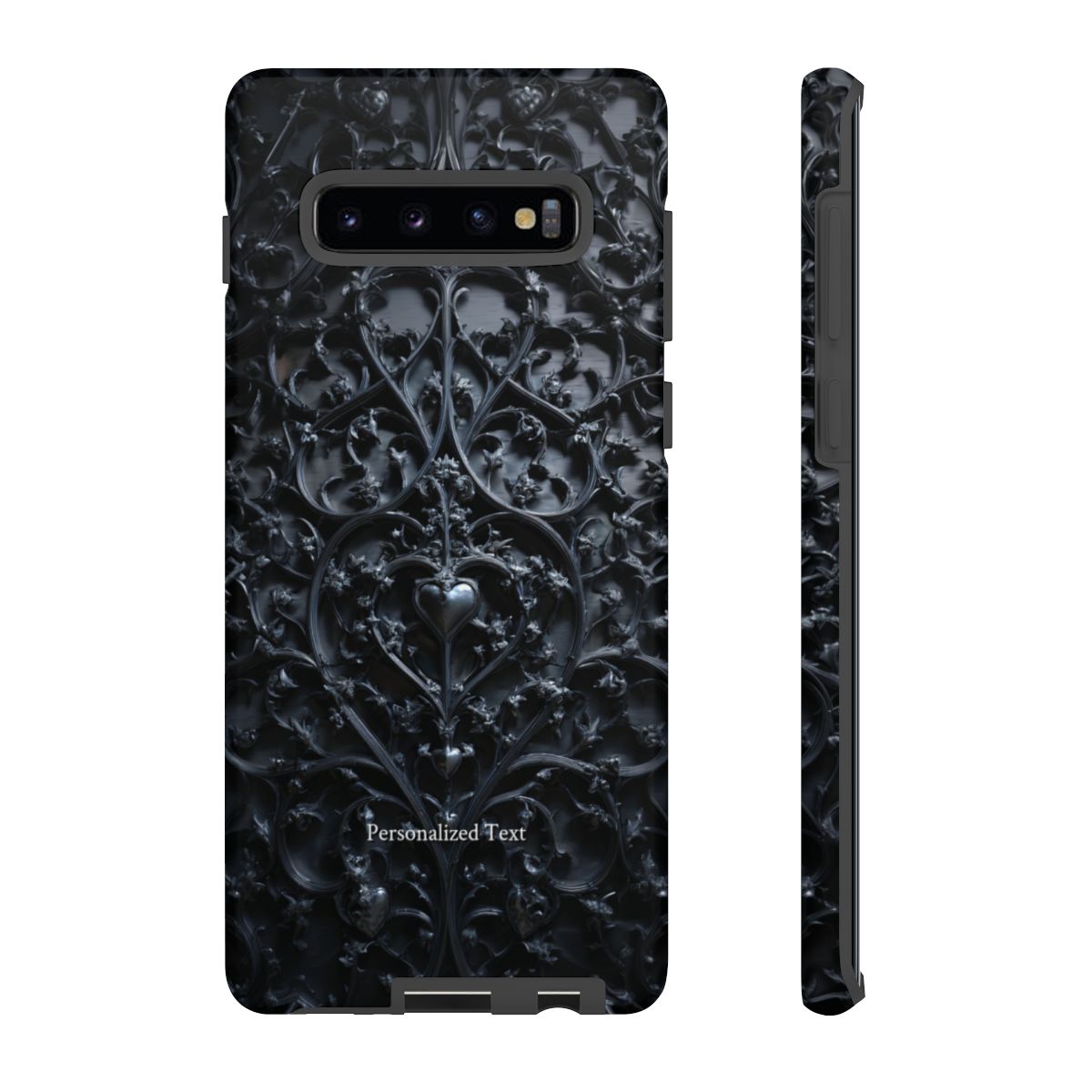 Gothic Heart Vines Phone Case - Dark Ornate Pattern with Personalized Text (Matte Finish)