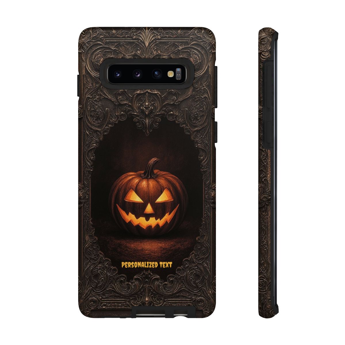 Gothic Halloween Jack-o'-Lantern Phone Case with Optional Personalized Text (Matte Finish)