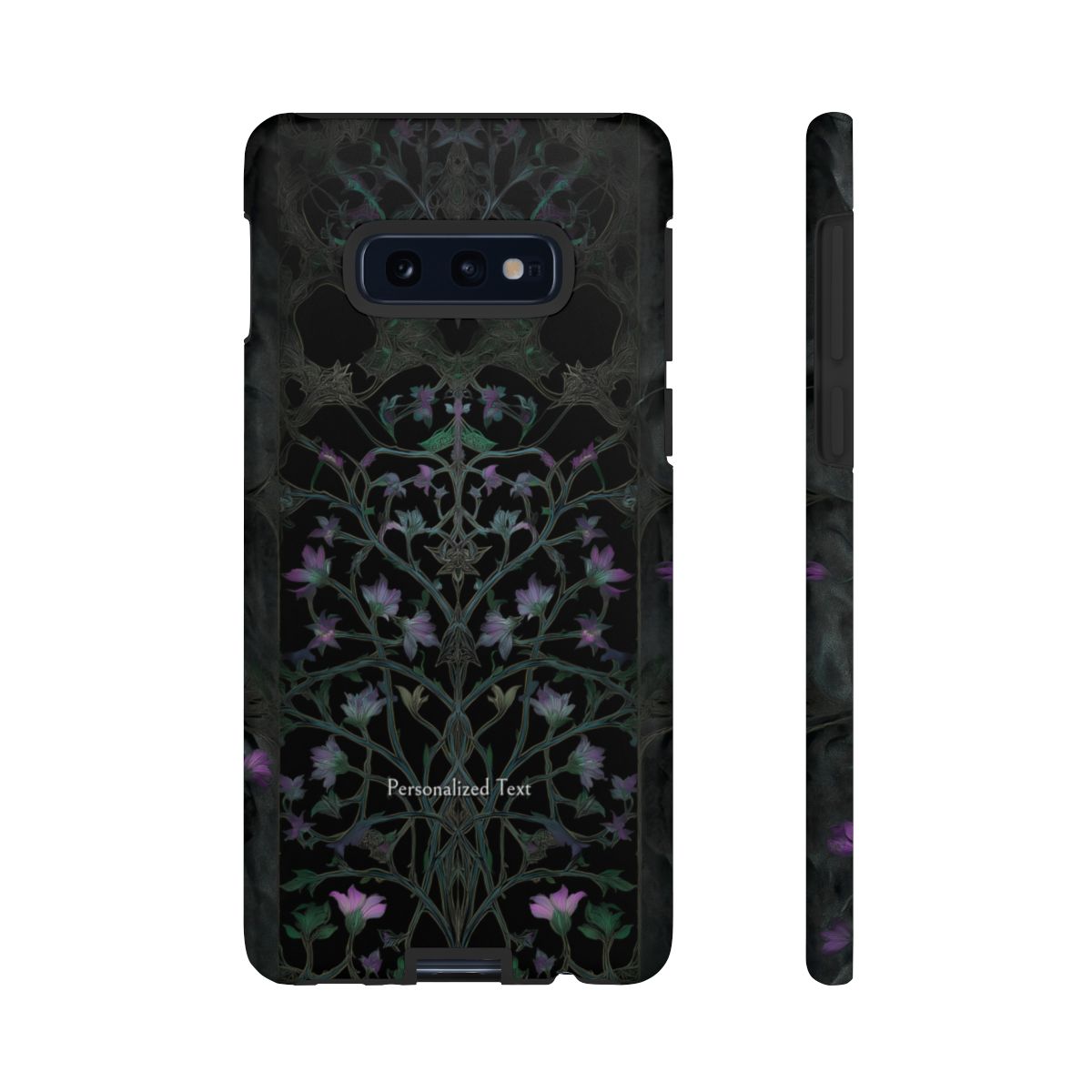 Dark Botanical Floral Phone Case - Elegant Vine Design with Custom Text Option (Matte Finish)