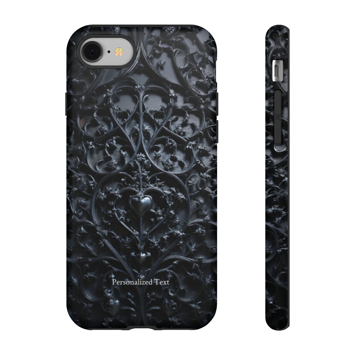 Gothic Heart Vines Phone Case - Dark Ornate Pattern with Personalized Text (Matte Finish)