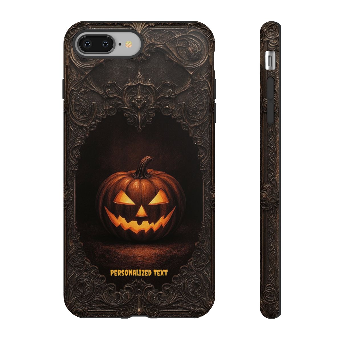 Gothic Halloween Jack-o'-Lantern Phone Case with Optional Personalized Text (Matte Finish)