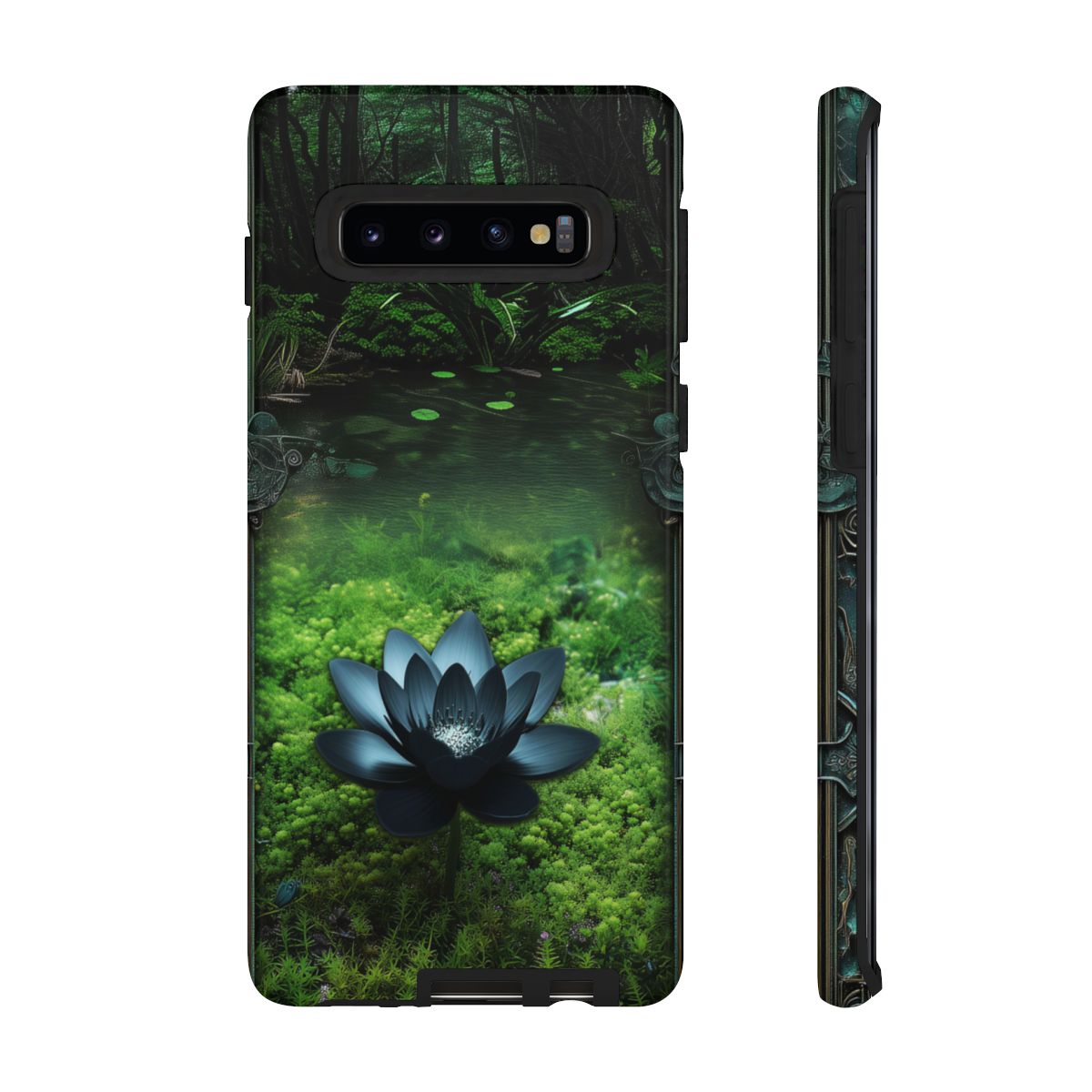 Mystical Black Lotus Phone Case - Personalized Nature Design (Glossy Finish)