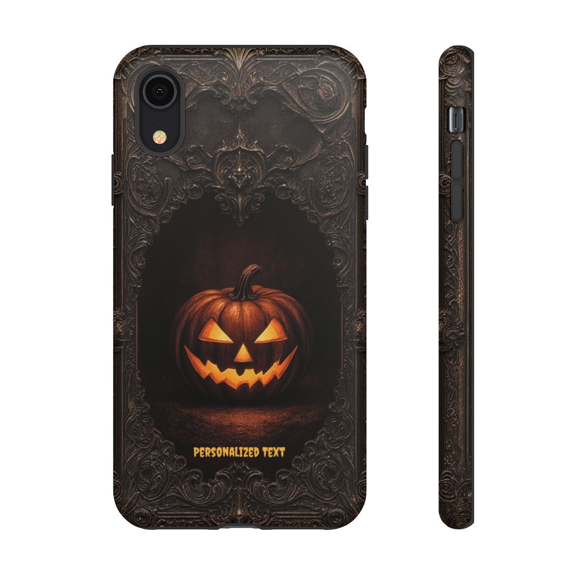 Gothic Halloween Jack-o'-Lantern Phone Case with Optional Personalized Text (Matte Finish)