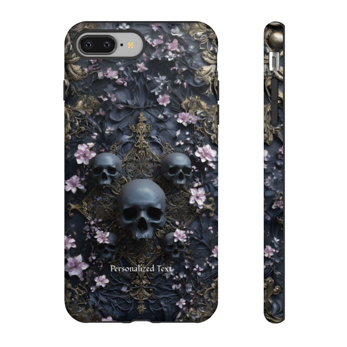 Gothic Skull & Floral Phone Case - Personalized Dark Floral Skull Design for iPhone, Galaxy and Pixel (Matte Finish)