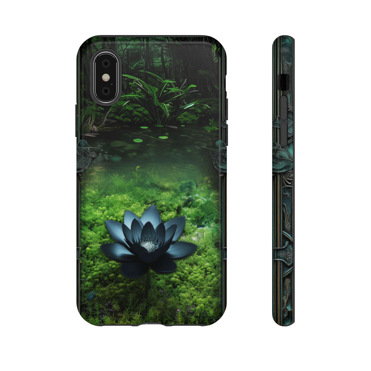 Mystical Black Lotus Phone Case - Personalized Nature Design (Glossy Finish)