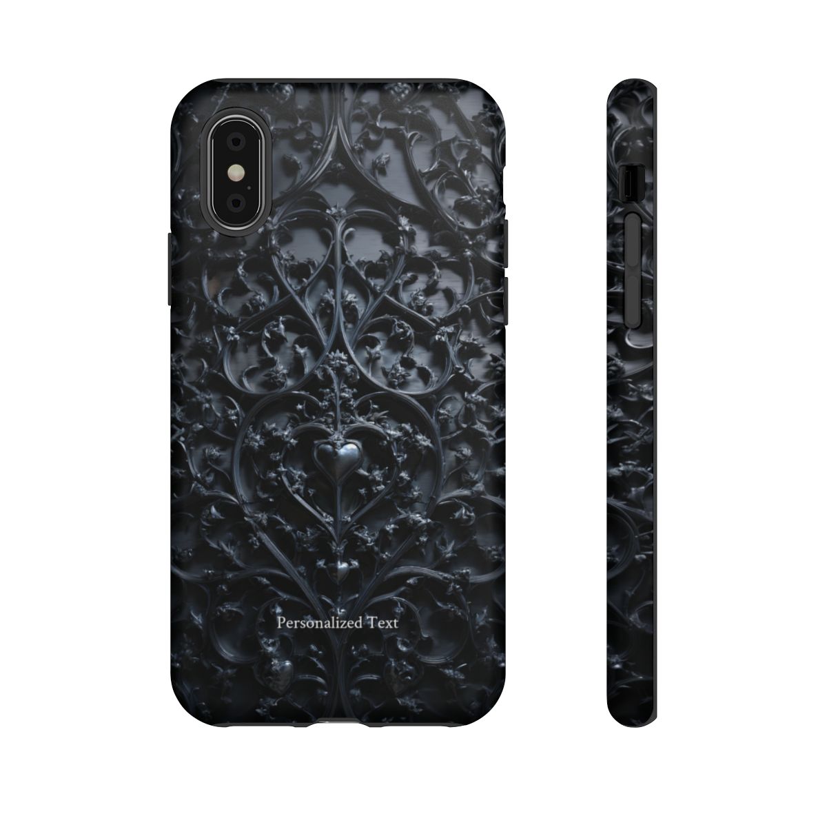 Gothic Heart Vines Phone Case - Dark Ornate Pattern with Personalized Text (Matte Finish)