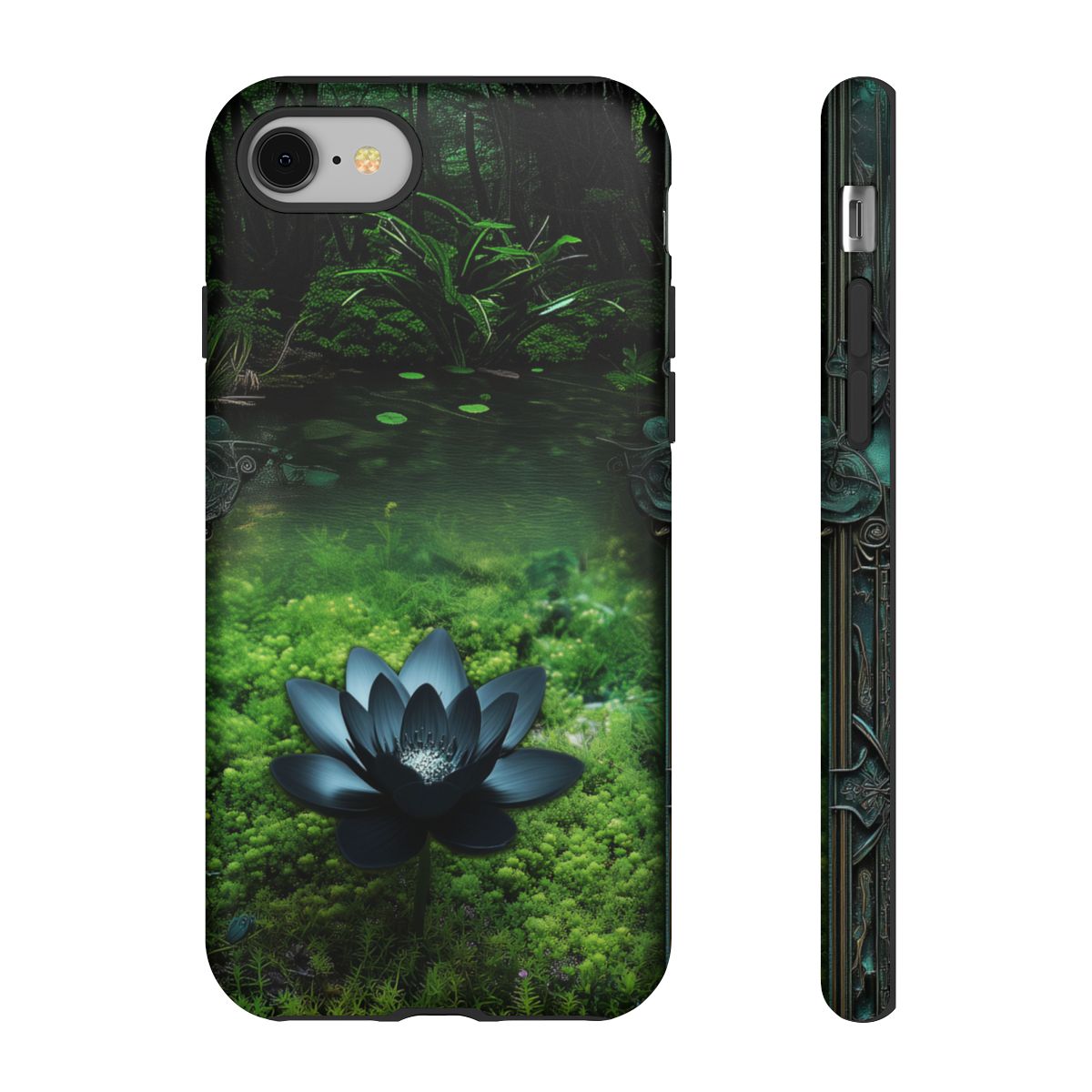 Mystical Black Lotus Phone Case - Personalized Nature Design (Matte Finish)