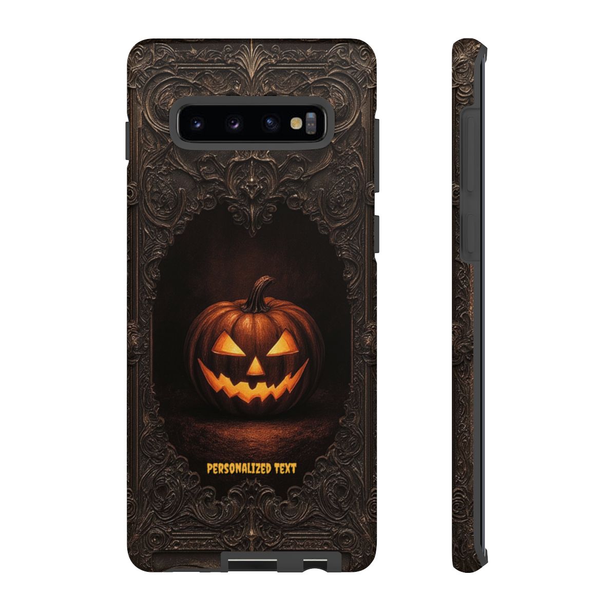 Gothic Halloween Jack-o'-Lantern Phone Case with Optional Personalized Text (Matte Finish)