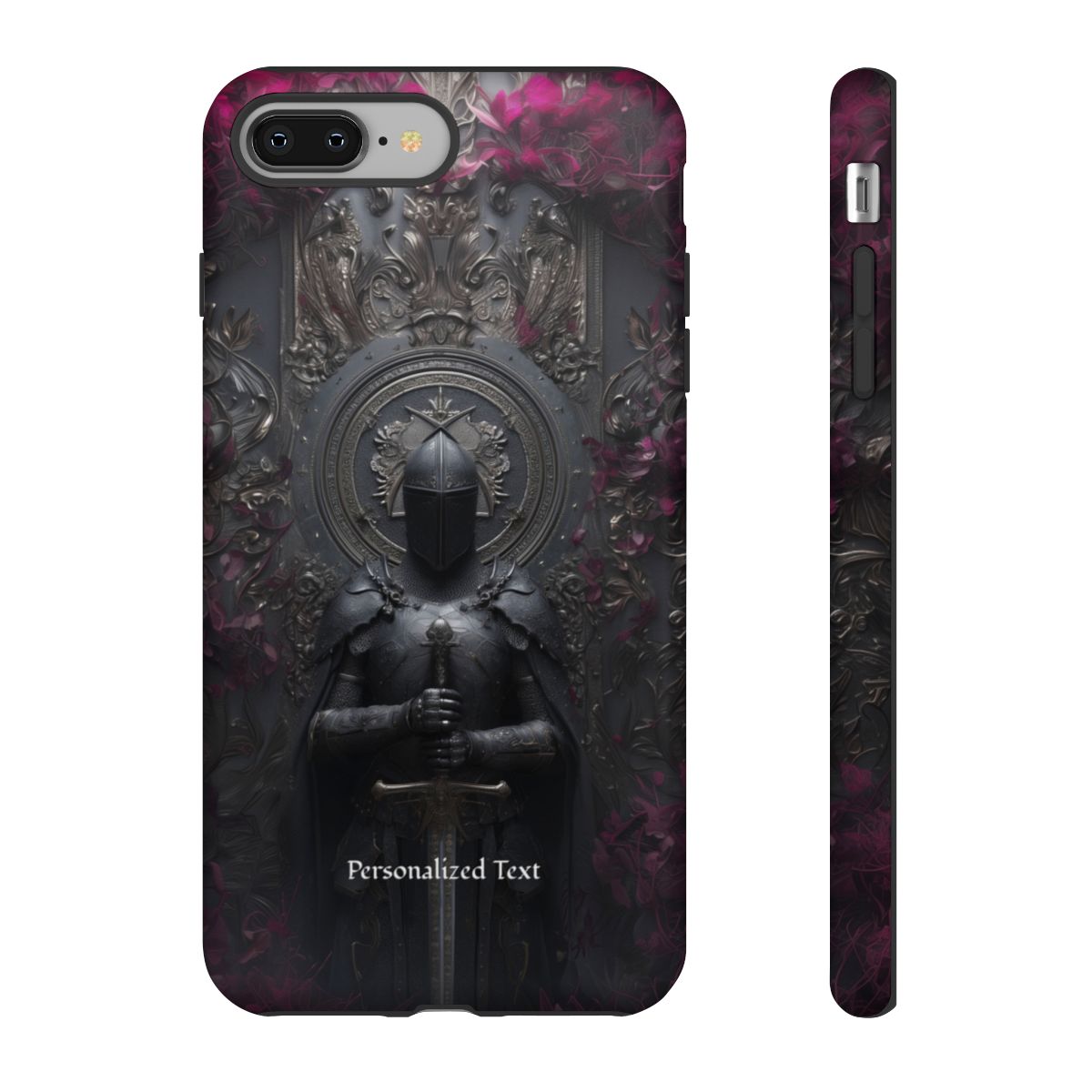 Personalized Gothic Knight Phone Case (Matte) - Dark Medieval Armor Design with Custom Text