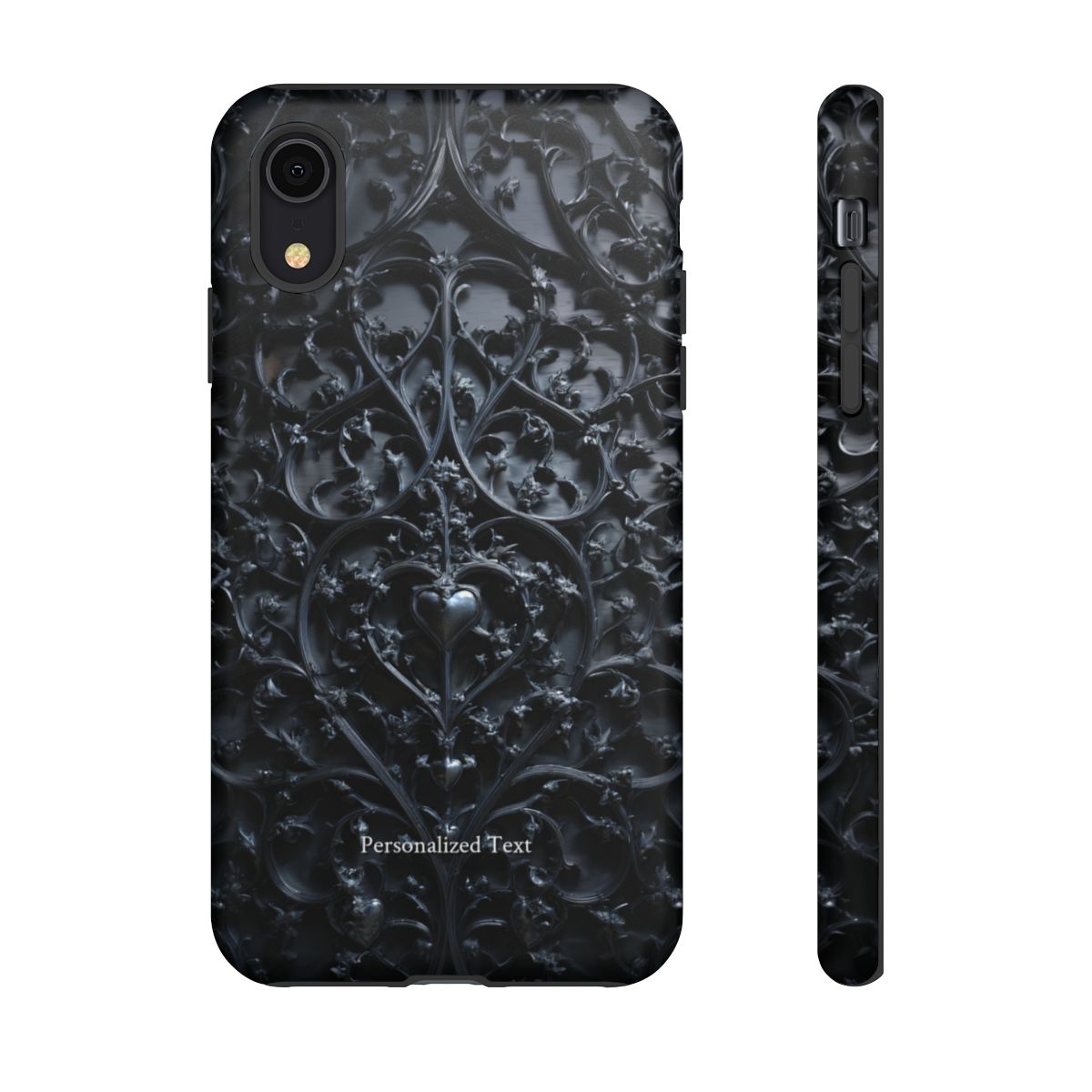 Gothic Heart Vines Phone Case - Dark Ornate Pattern with Personalized Text (Matte Finish)