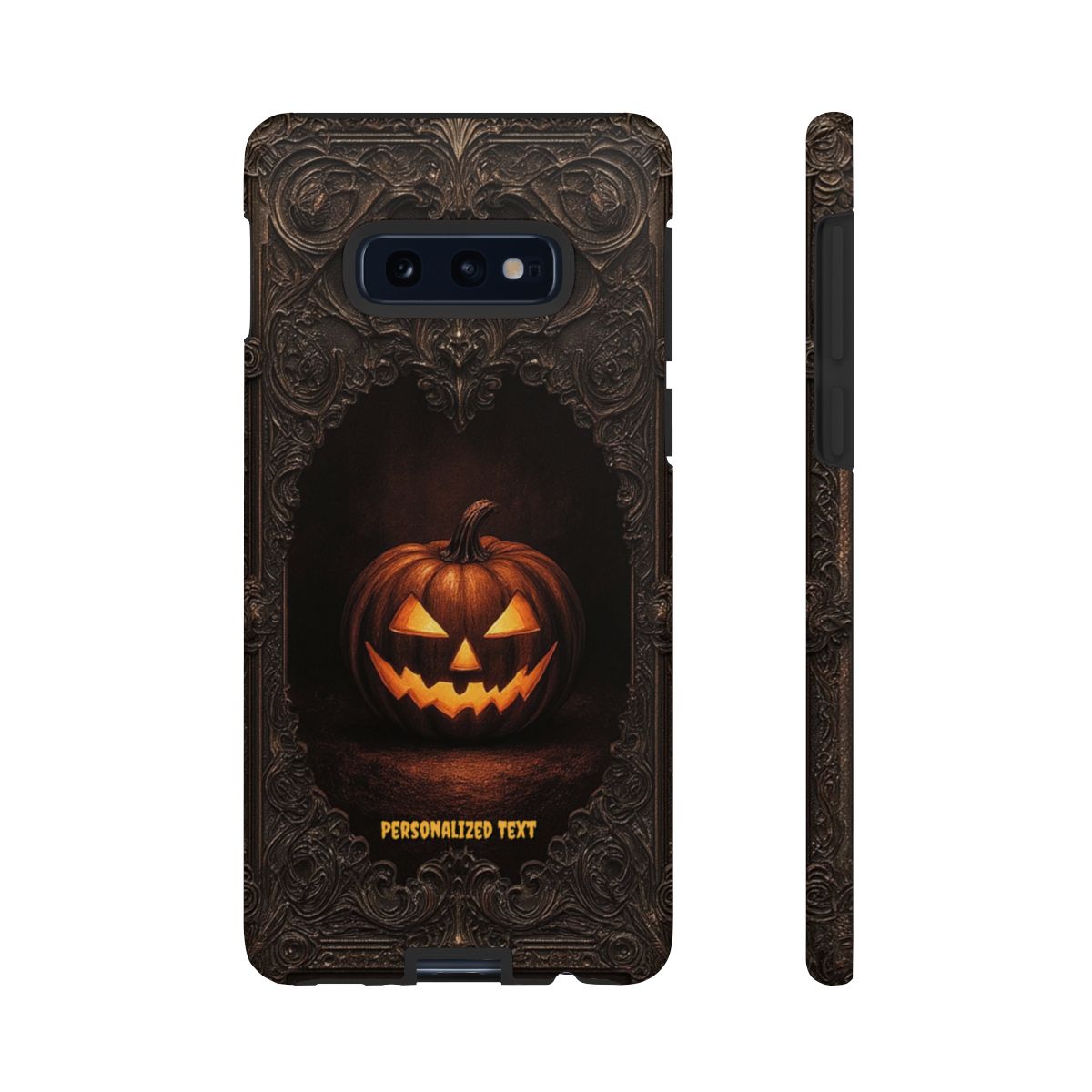 Gothic Halloween Jack-o'-Lantern Phone Case with Optional Personalized Text (Matte Finish)