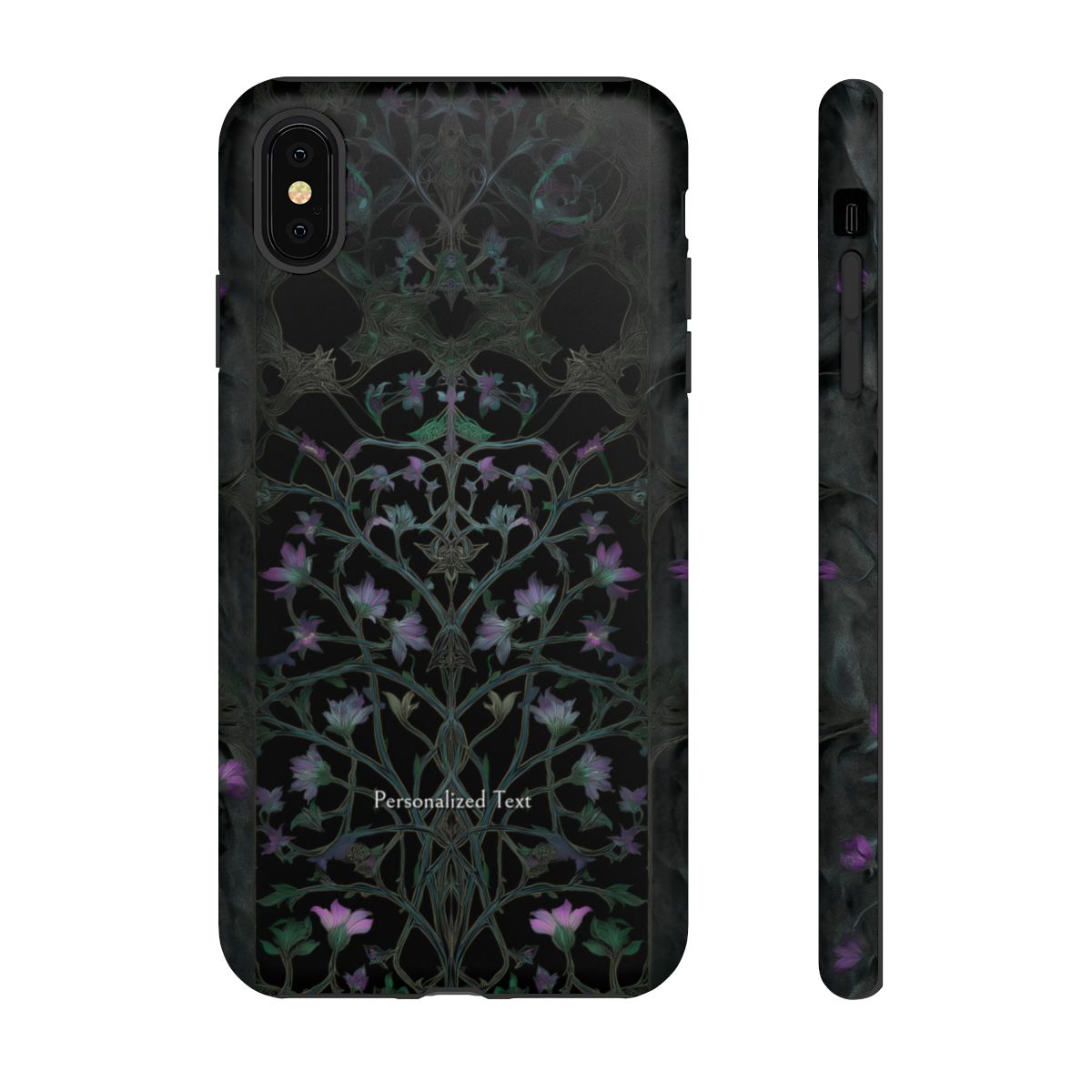 Dark Botanical Floral Phone Case - Elegant Vine Design with Custom Text Option (Matte Finish)