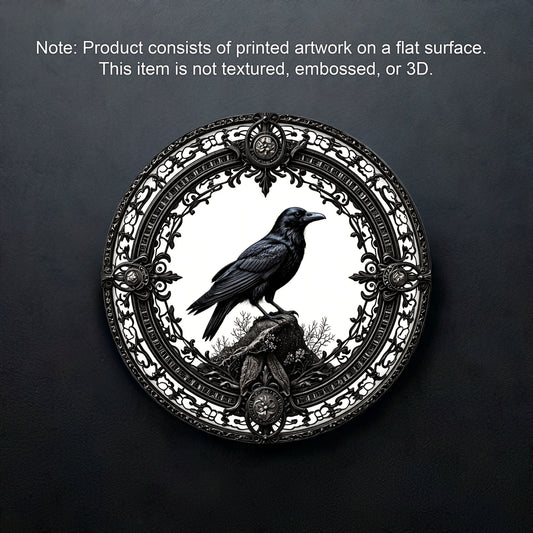 Gothic Raven Dinner Plate – Dark Vintage Victorian Decor