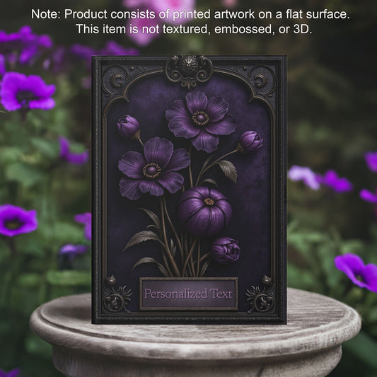 Midnight Bloom Personalized Floral Notebook - Gothic Purple Flower Journal
