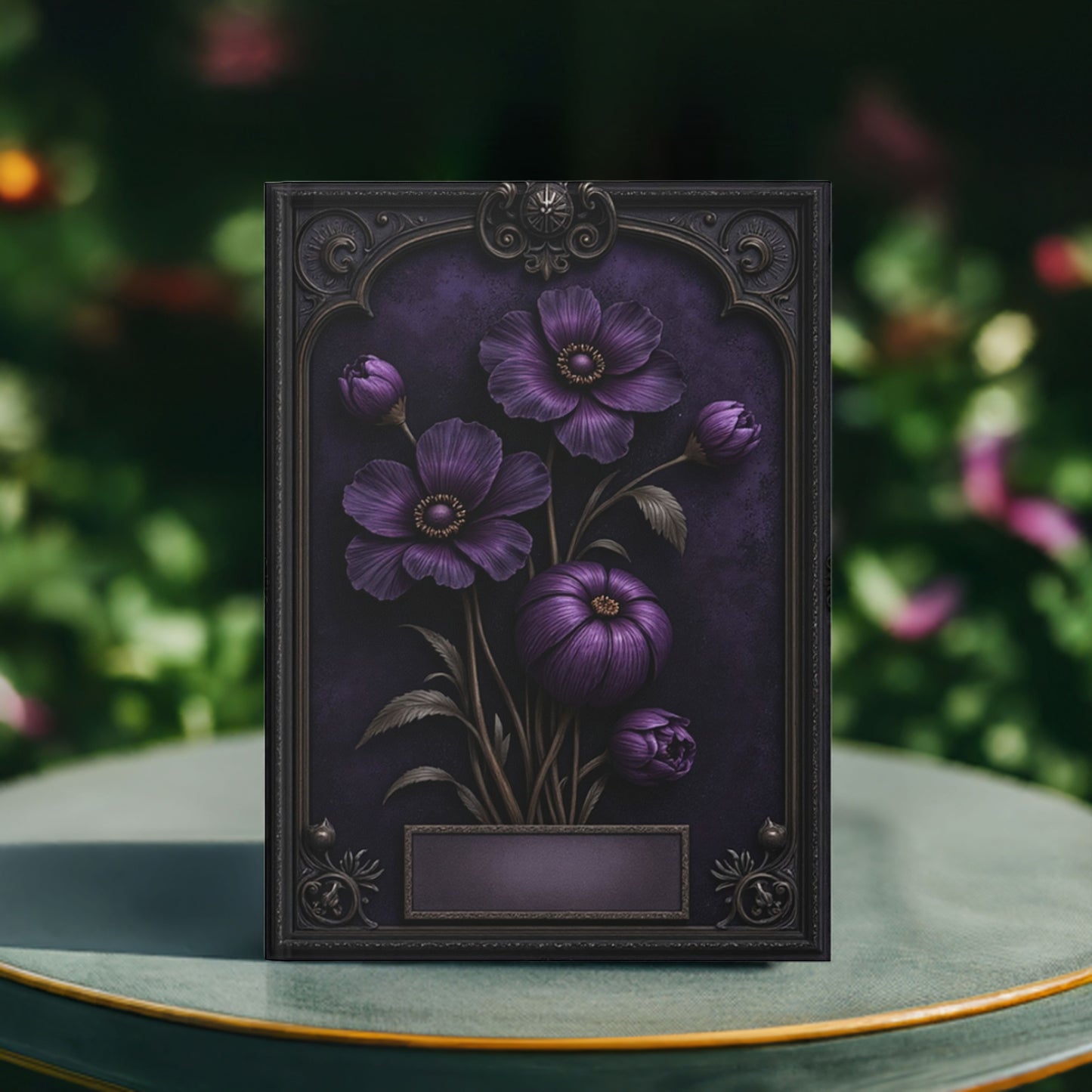 Midnight Bloom Personalized Floral Notebook - Gothic Purple Flower Journal