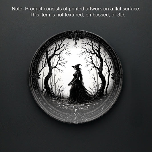 Enchanted Forest Witch Plate - Gothic Halloween Sorceress Design