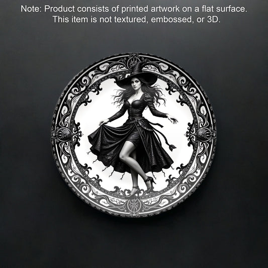 Elegant Gothic Witch Plate - Dark Sorceress in Victorian Frame