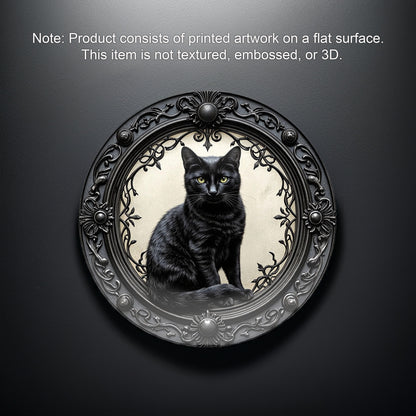 Black Cat Gothic Plate - Mystical Feline Decorative Dish for Witchy Homes